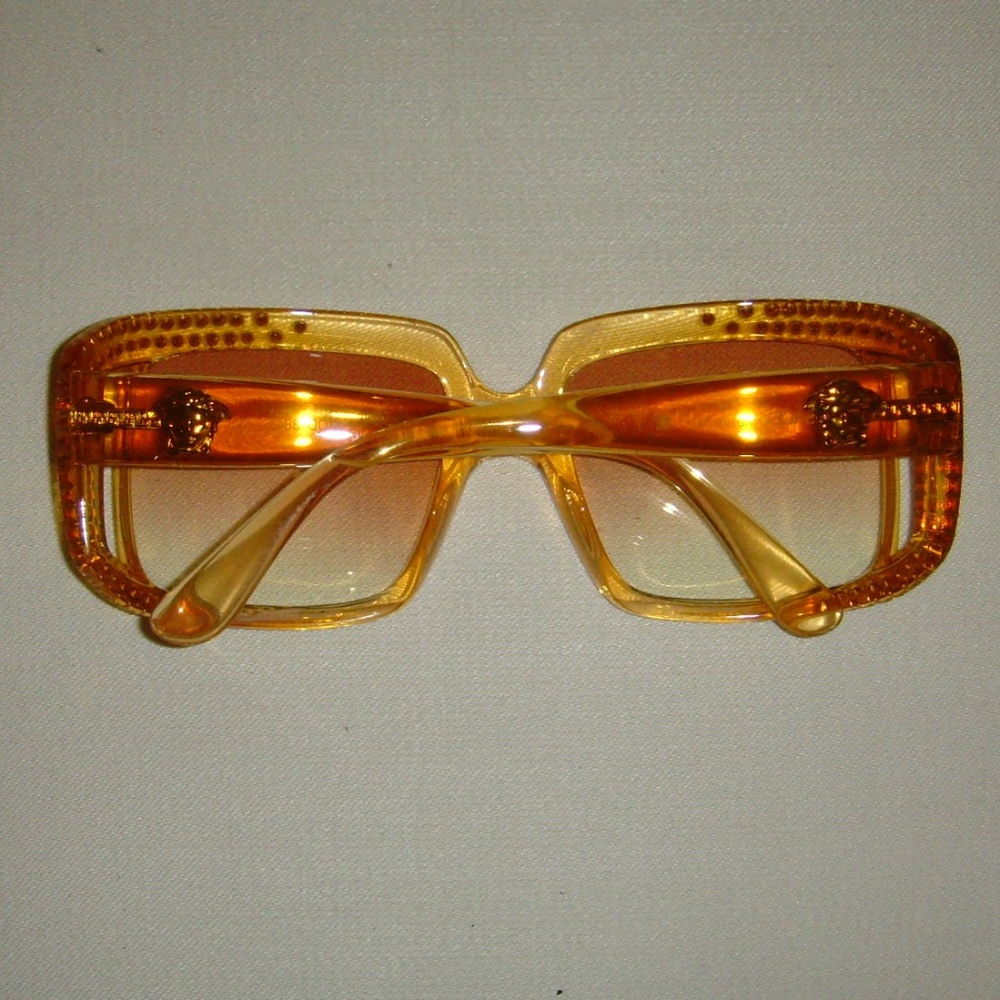 VERSACE Vintage Amber Colored and Rhinestone Sunglasses - Picture 12 of 16